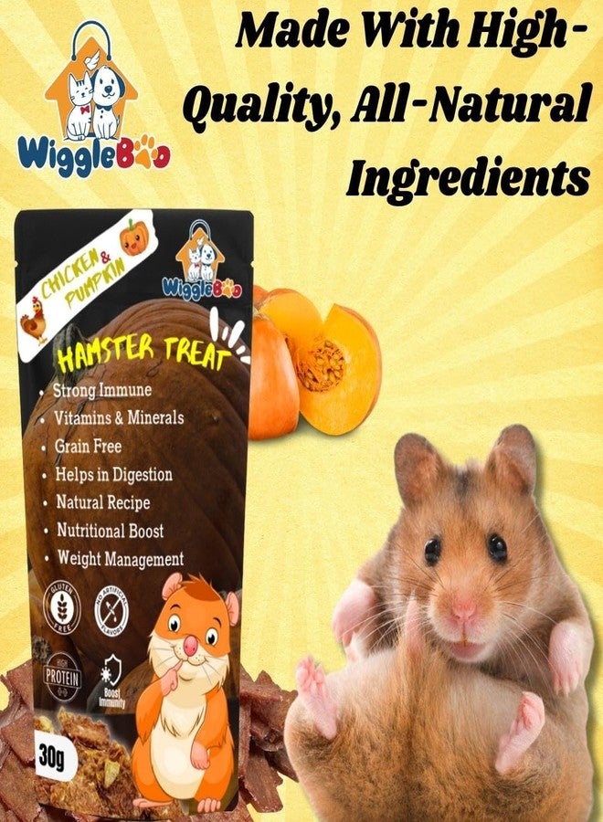 WiggleBoo Chicken & Pumpkin Hamster Treat | Protein Rich | Natural Detoxifier | for All Hamster Breed | Crunchy Food Snack (30g) - Image 2